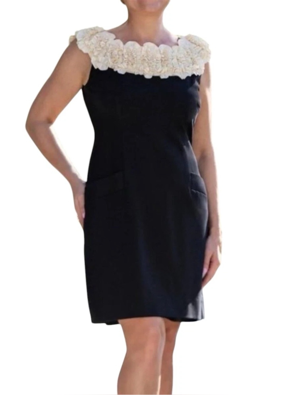 Ruffle Black and Cream Dress